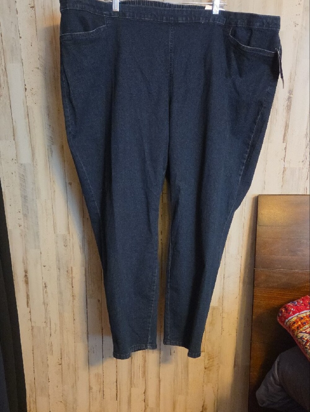 Catherines Women's Relaxed Dark Blue Pull-On Jeans - Picture 7 of 10